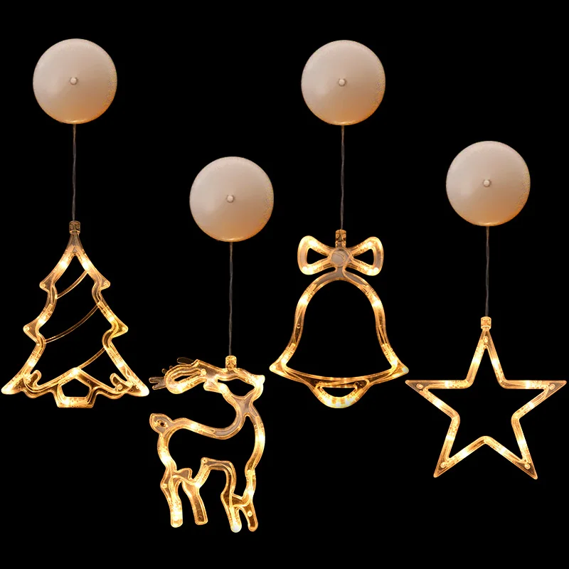 Christmas LED Light Snowflake Santa Hanging Sucker Lamp Window Ornaments Decoration for Home Xmas Navidad New Year Decor christmas decorations