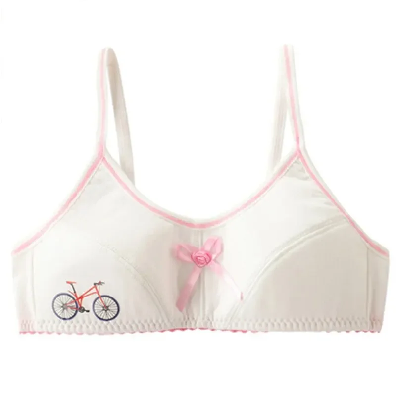 Girls Bra Teenagers Breathable Underwear Cotton Training Bras Bike Printed Tops Kids Crop Top Children's Clothing