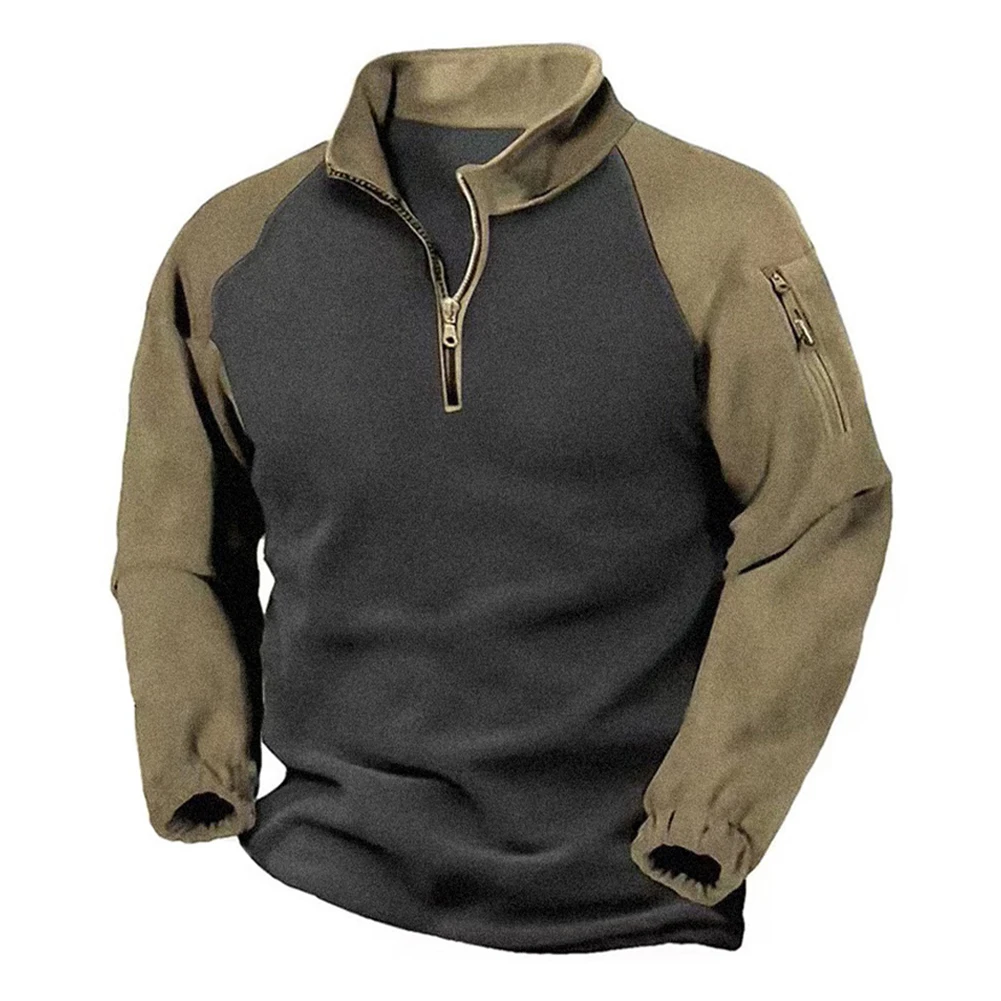 

Men Outdoor Pocket Half Pull Chain Neck Tactical Tshirt Slim Fit Army Green Tee for All Seasons Casual and Comfortable