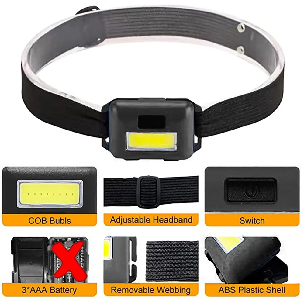Head Flashlight Cob Headlamp C9 Camping Led Mini Headlights Portable Cob Headlamps Waterproof Head Front Light With 3 Switch Modes Led Lights