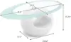 Contemporary Glass Coffee Table for Living Room, Oval Glass Table Set, Tempered Glass Top & Glossy Solid Base , White 3
