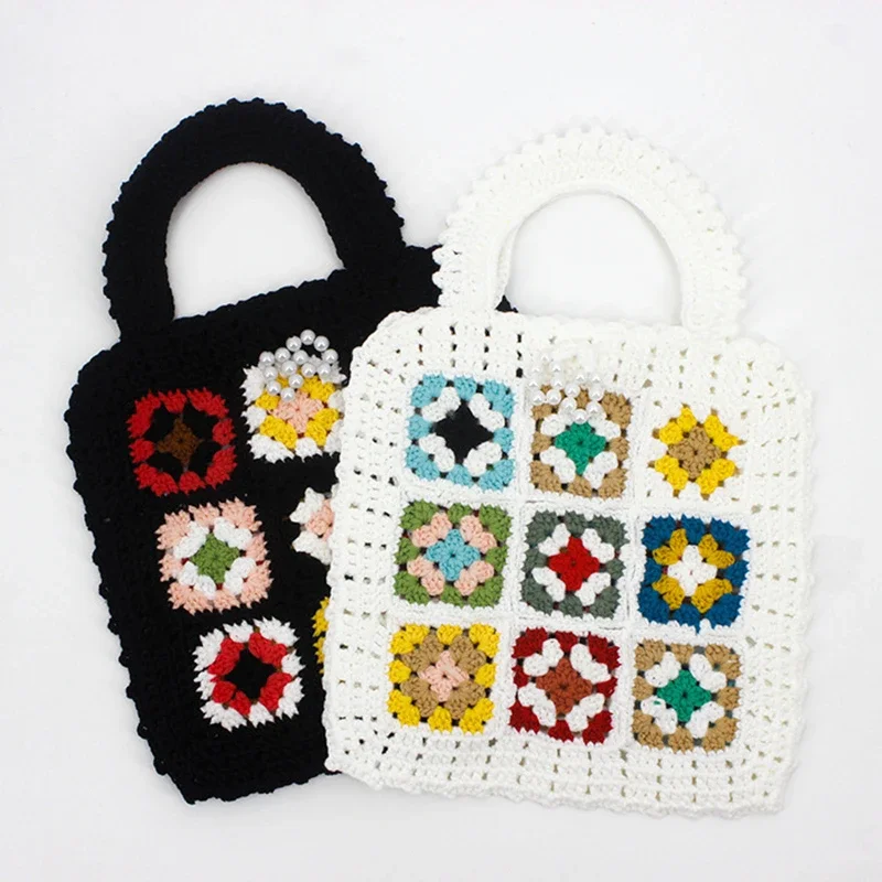 

Женская эстетичная хлопковая потертая шикарная вязаная крючком сумка-тоут с короткими ручками женская вязаная Винтажная летняя белая сумочка Kawaii
