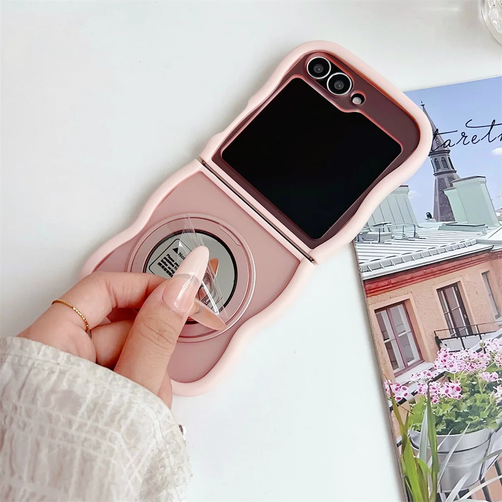 Luxurious Matte Wave Magnetic Stand Phone Case with Rotating Fold Bracket and Frosted Finish