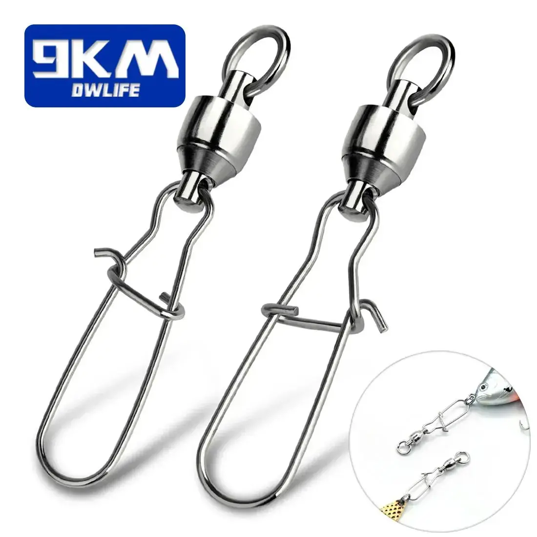 SHADDOCK 100 pezzi di corda da pesca a forma di girella, con giunto girevole, anelli solidi da pesca a gancio, accessori da pesca (2# – 100 pezzi