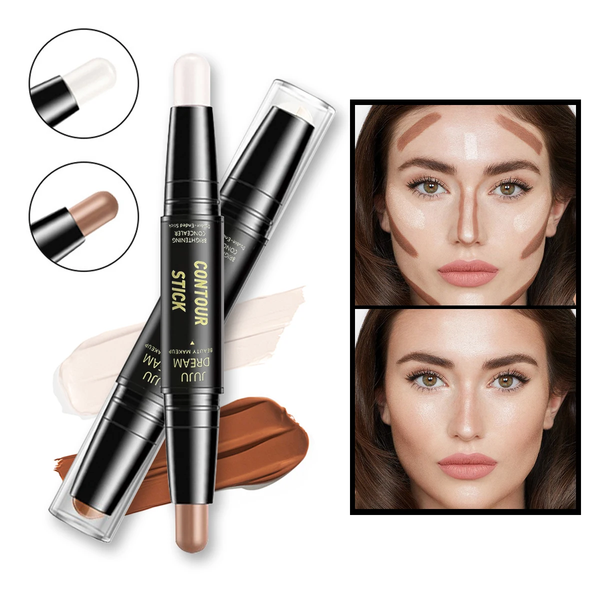 Double-ended Concealer Pen Contour Stick Dual-purpose Highlighter Stick Nose Shadow Contouring Face Covering Acne Marks face concealer,face concealer pen,color concealer,contour pen