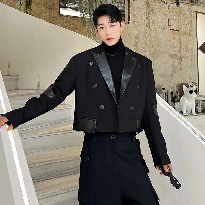ジャケット・アウター TWO-TONE LONG COAT RAINCL Wool Coat Men's Long Section Slit Double-Sided Tweed