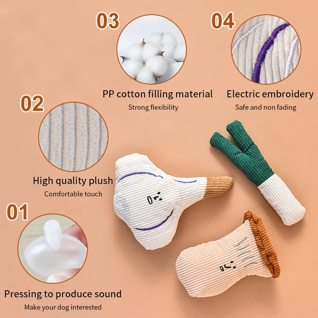 Pet Dog Plush Noise Chewing Toy Be Endurable Onion Mushroom Garlic Vegetable Series Dog Toy Plush Squeak Pet Toy Dog Puzzle Toys