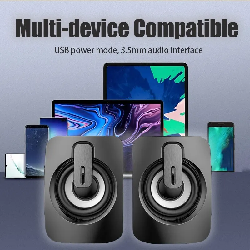 Altavoces para computadora, altavoz para PC, sonido estéreo, altavoz  multimedia alimentado por USB con luz LED colorida para computadora  portátil de escritorio (paquete de dos) Adepaton 2034738