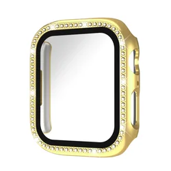 Deluxe Crystal - Trimmed Glass Watch Case with Screen Protector for 42mm Series 11 - 10 (Gold 04)