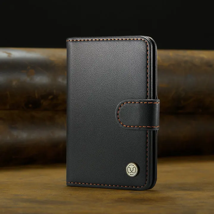 Magnetic Leather Wallet Case with Card Slots and Stand Function