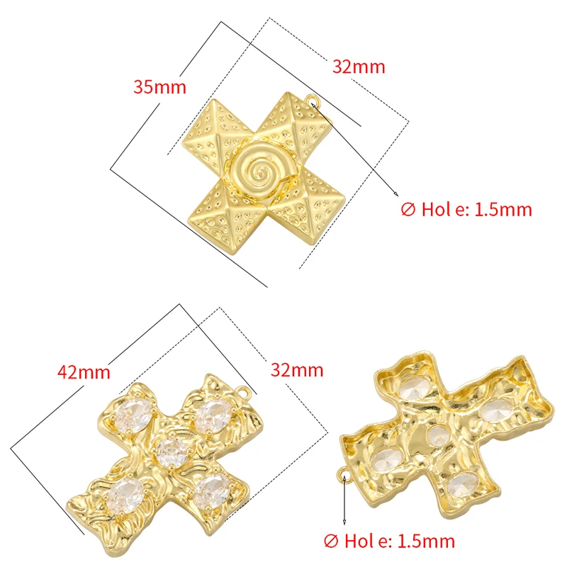ZHUKOU Kreuzanhänger Kubisches Zirkonia Kreuz Charms für Frauen Handgefertigte Halsketten Schmuckmaterialien Schmuckzubehör VD1277 – Detail 31