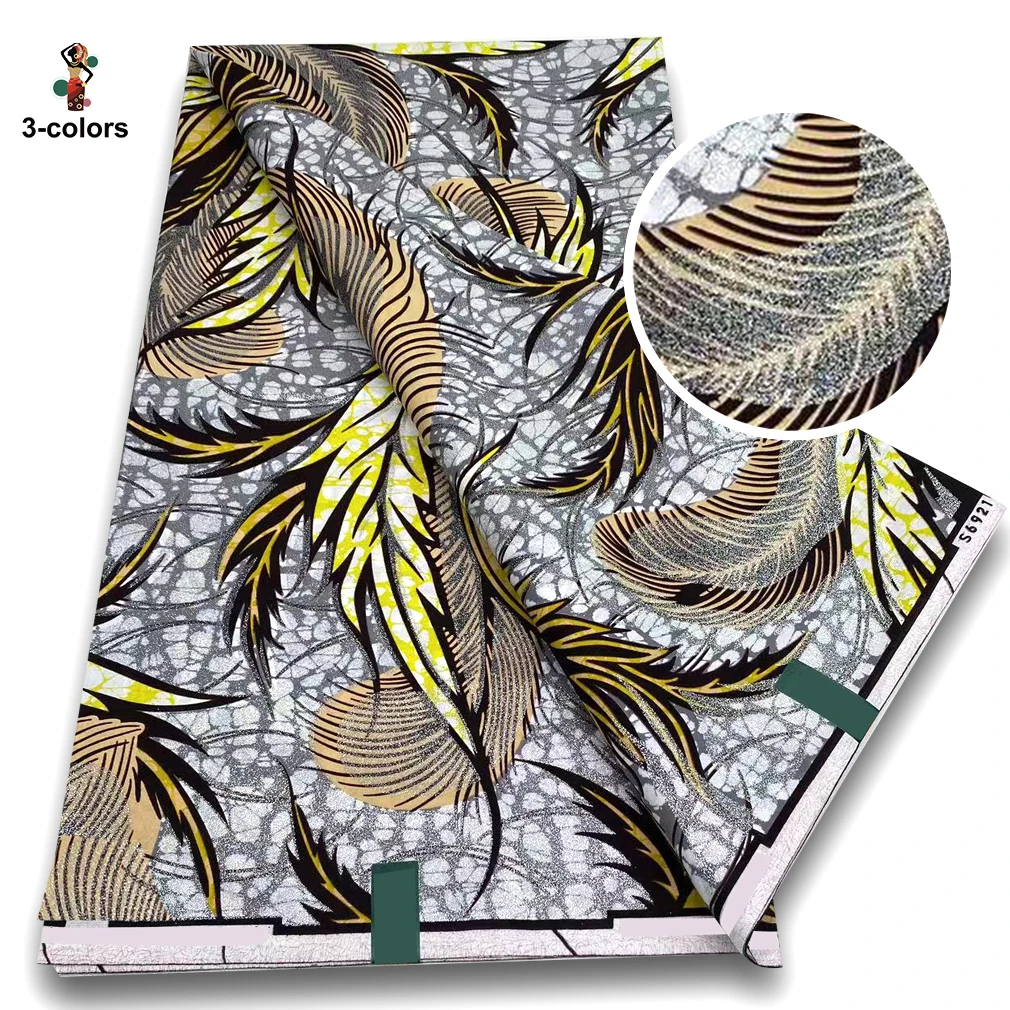 Soft Super Glitter Grand Golden Wax Fabric Cotton Ankara Gold Wax Flash Gold Print Batik High Quality Nigeria African Wax Fabric, view 5