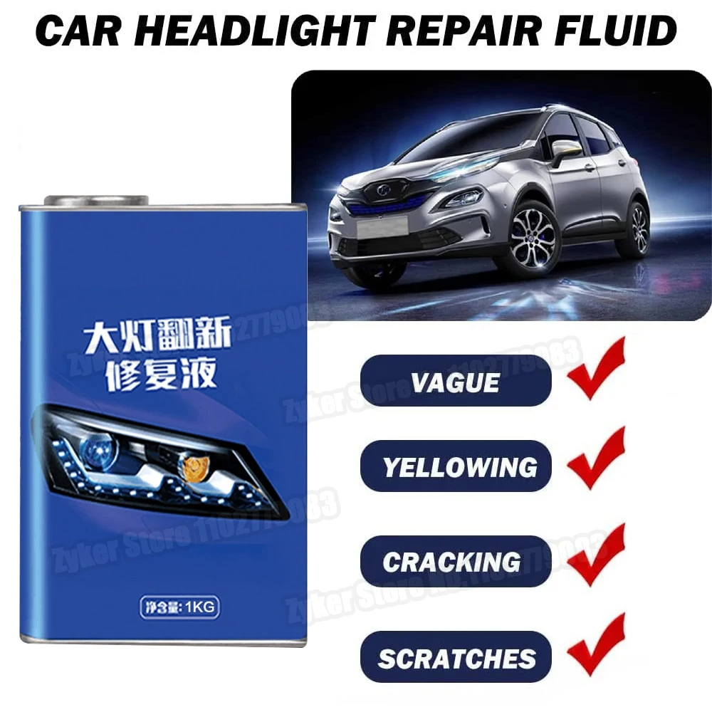 800G/ 1KG Car Headlight Restoration Liquid Headlight Lampshade Repair Evaporator Liquid Yellowing Crack Scratch Polishing Agent