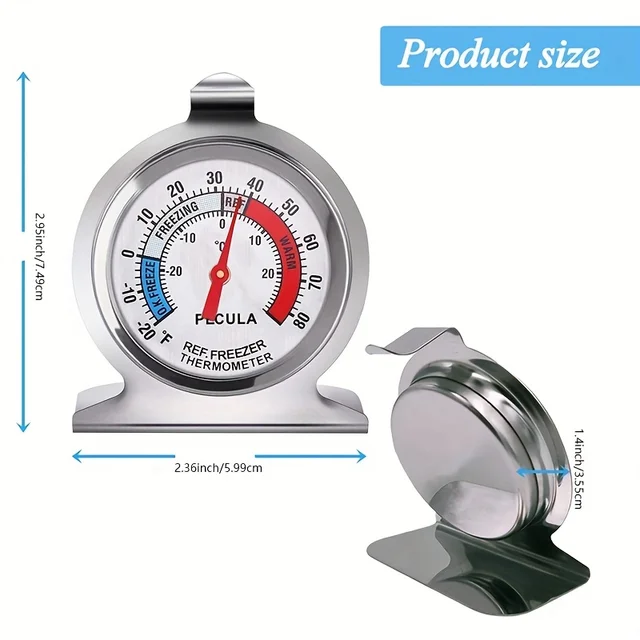 1Pc Hűtőszekrény-Hőmérő, -30-30 ° C/-20-80 F, Klasszikus Hűtőszekrény-Hőmérő Nagy Tárcsázással Piros Indítványmérővel - Image 3