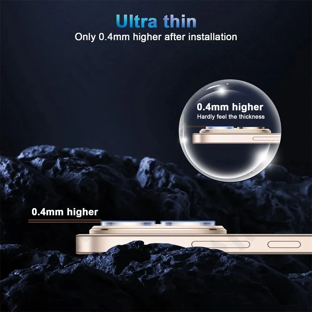 Premium HD 9H Tempered Glass Camera Lens Protector Film with Metal Scratch Resistance