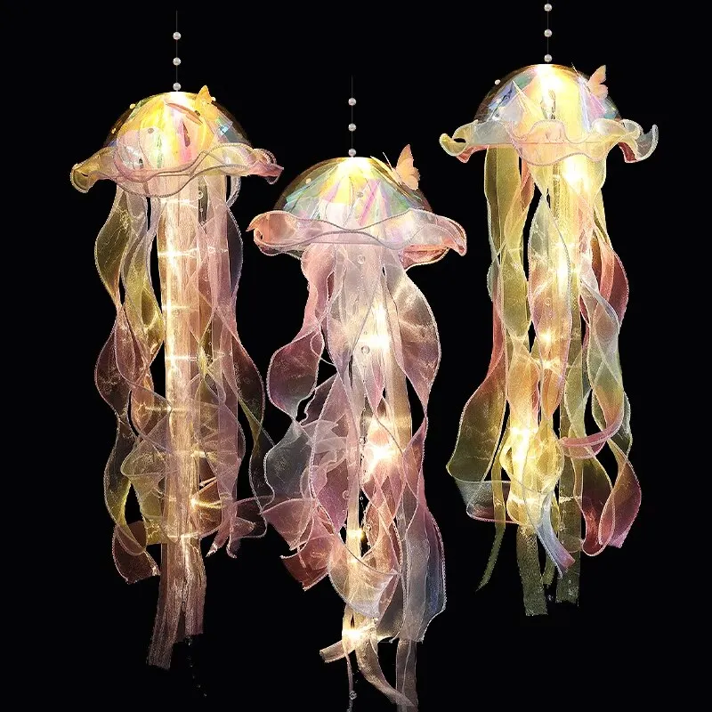 1PC New Gradient Jellyfish Light Decoration LED Light Festival Pendant Courtyard Lighting Handmade Light Small Night Light 2