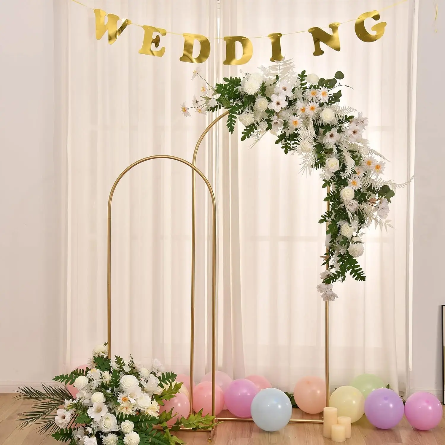 Wedding Arch Stand Party Arch Set Wedding Arch Set Metal Wedding Arch Backdrop Stand Balloon Arch Stand For Birthday Party Ceremony Decoration Backdrop Door Frame Gold