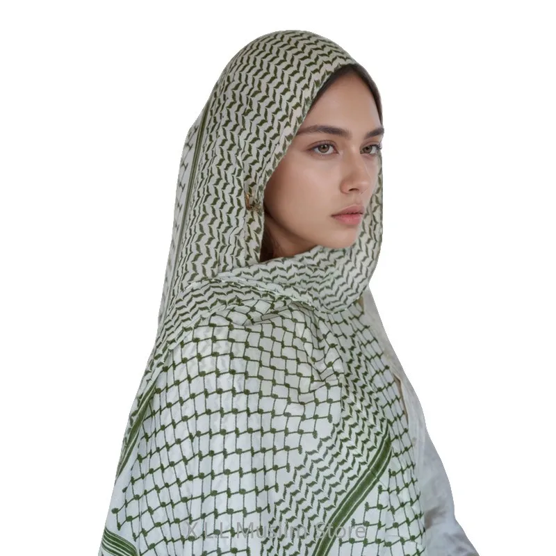 180x70cm Keffiyeh Prayer Chiffon Hijab Soft Women Scarf Muslim Women's Long Shawl Geometric Pattern Print Voile Femme Musulmane muslim headwear head scarf hijab headscarf shawl scarf female head wraps