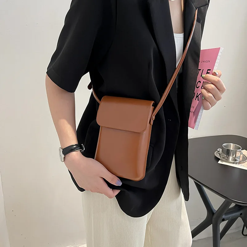 2021 Flap Crossbody Bags Women Mini PU Leather Shoulder Purses and Handbags for Girls Ladies Phone Simple Solid Designer Bag 