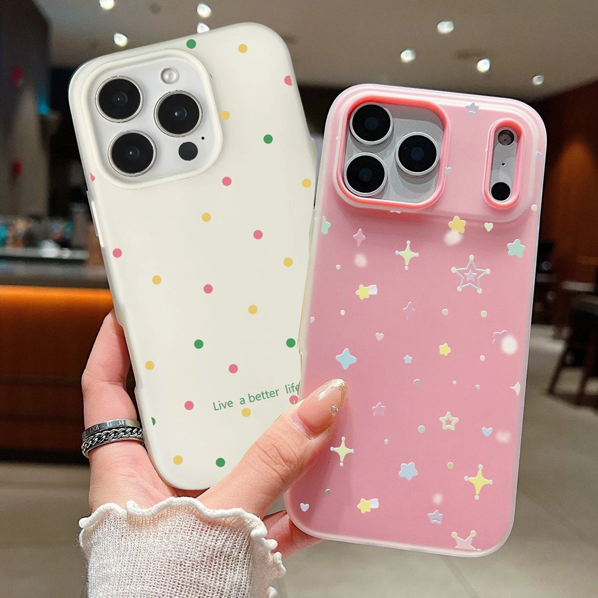 Cute Colorful Star Clear 2-in-1 Phone Case Cover