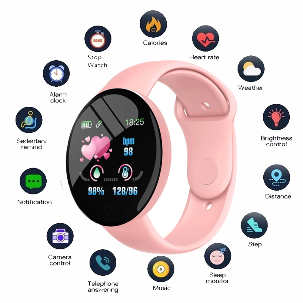 Women New Exercise D18 Real Stepcount Smartwatch Multi Function Step Connected Smart Watch Per Uomo Samrt Watch Per Ios Android
