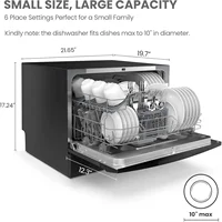 Countertop Dishwasher, Energy Star Portable Dishwasher, 6 Place Settings & 8 Washing Programs, Speed, Baby-Care, ECO& Gl 2