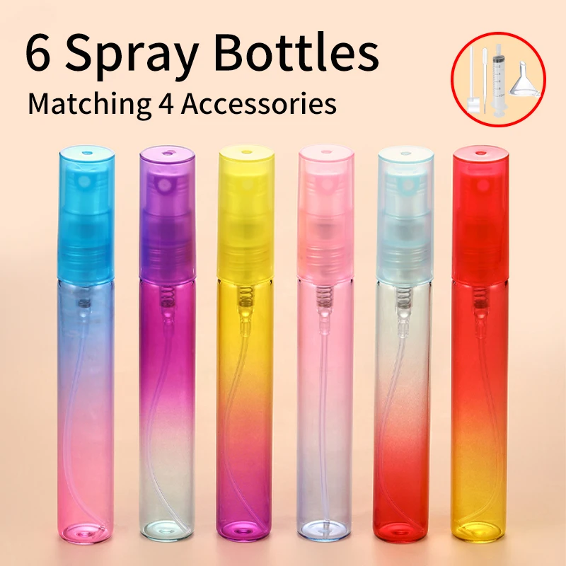 Perfume Spray Bottle 6pcs+4 Accessories 8ML With 6 Spray Bottles 1 Funnel 2 Dispenser Divas 4 perfume dispensers