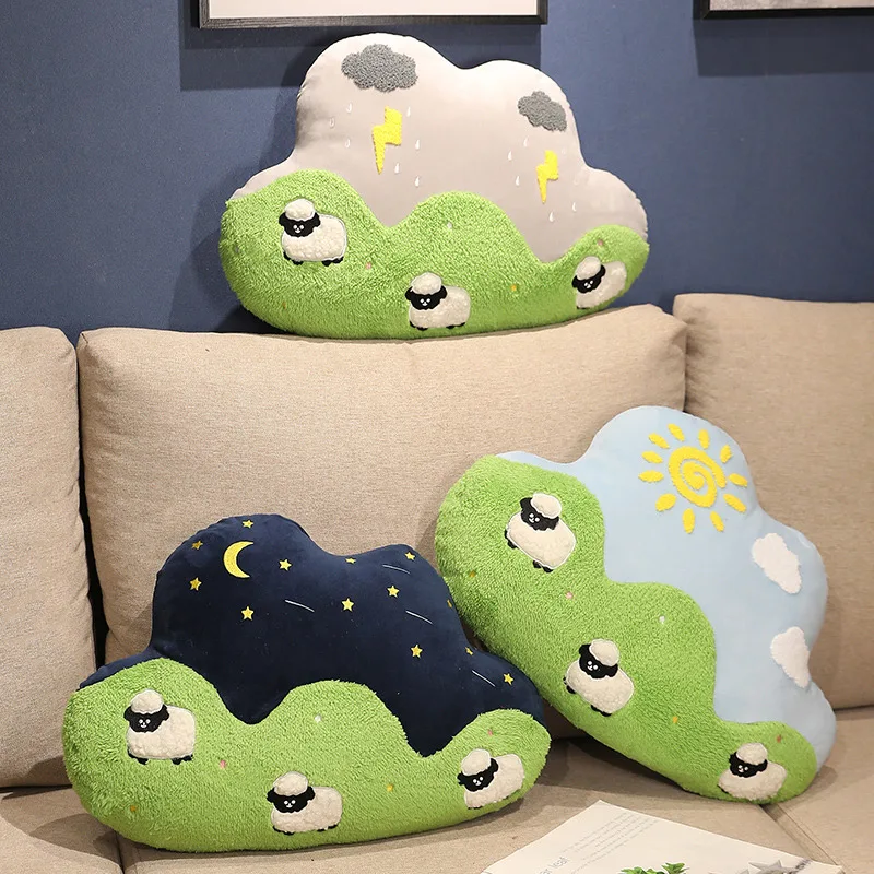 New Kawaii Starry Grassland Sheep Plush Pillow Toys Soft Stuffed Hug Pillows Cushion Plush Pillow for Kids Girls Home Decor