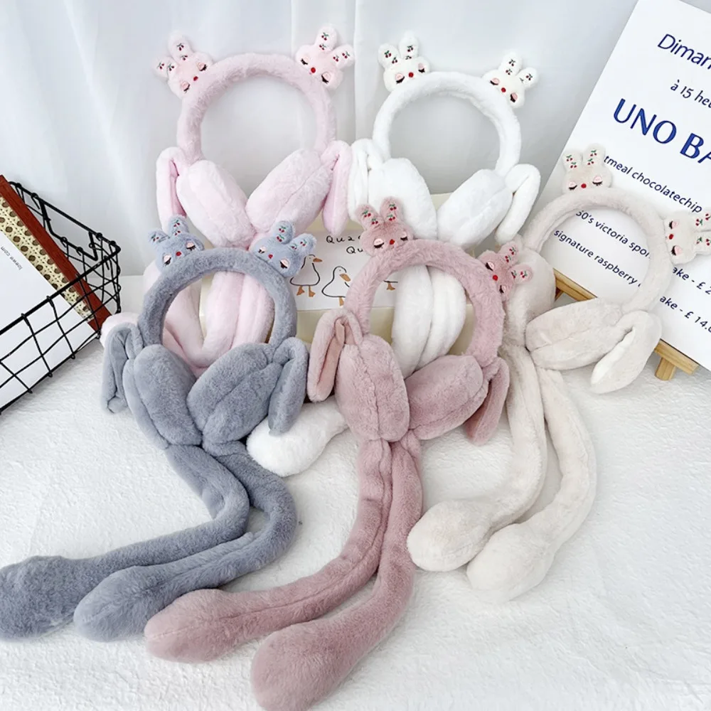 

Cute Rabbit Shape Moving Earmuffs Funny Toys Earmuff Earflap Winter Warm Earwarmer Headwear Plush Moving Hat