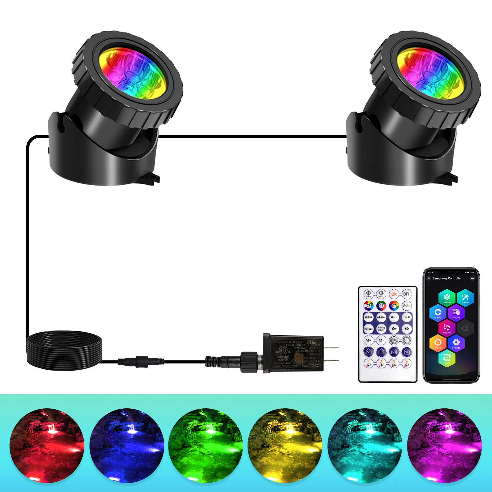 2/3/8/10 LED Lights Waterproof IP68 Underwater Fountain Pond Spot Light Landscape Spotlight For Garden APP Remote Control