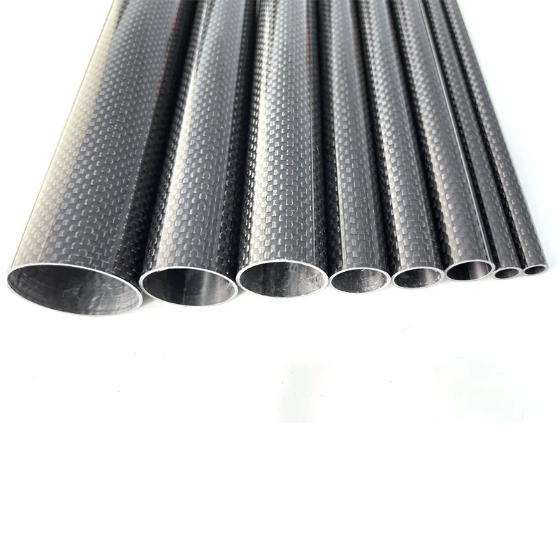 3k 탄소 섬유 튜브, 플레인 샤이닝, 길이 500mm, 벽 두께 1mm, 구경 5mm-35mm, RC 비행기 모델 액세서리