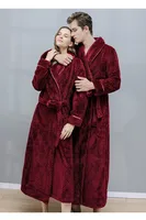 Warm Winter New Bathrobe Fleece Sleepwear Women Men Thicken Robe Kimono Dressing Gown Men Shower Robes Loose Home Clothes 2