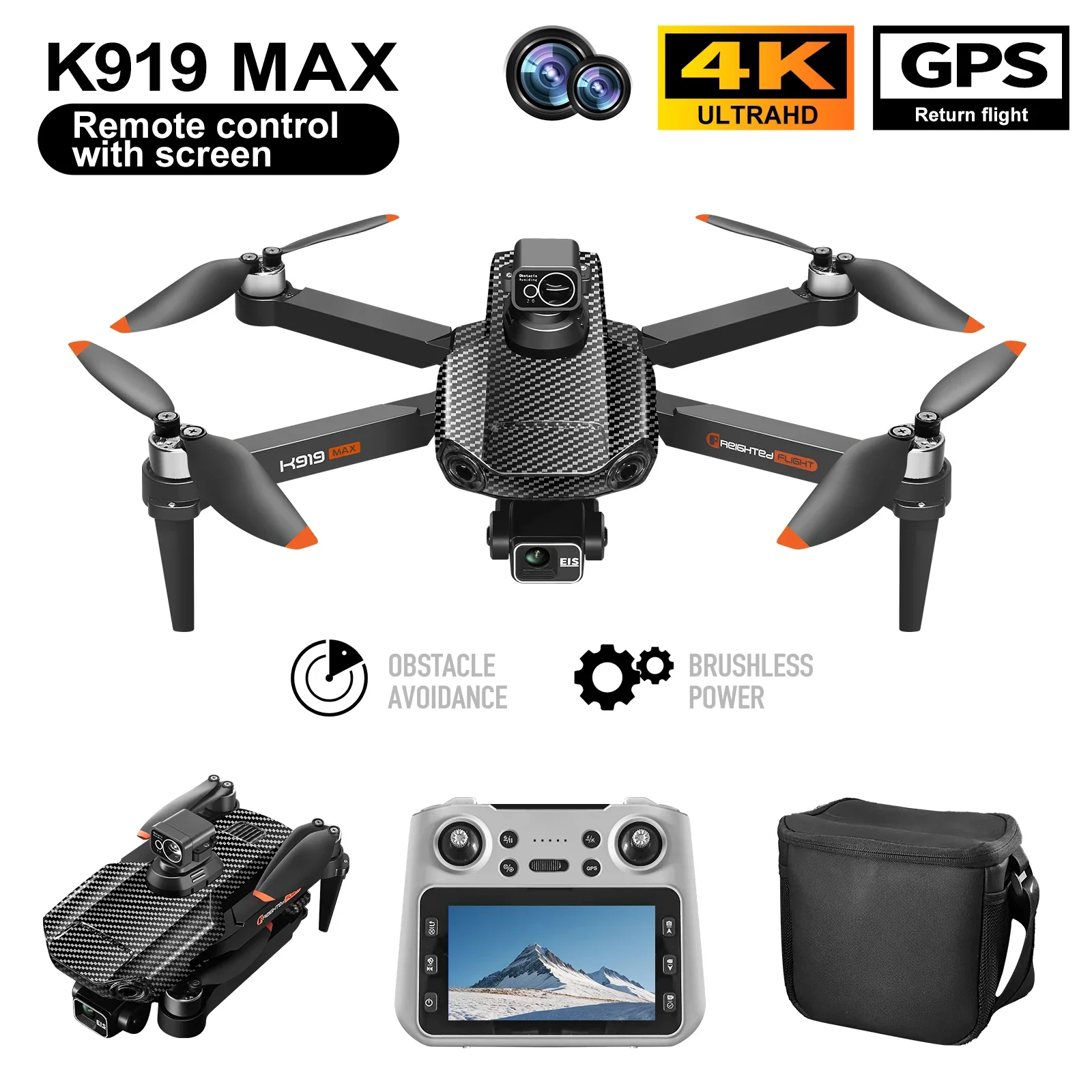 K919 max Drone 4K Professional HD Camera 3-Axis Gimbal With