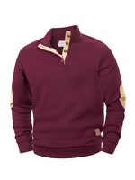Pull décontracté pour hommes, col montant boutonné, manteaux Polo Henley, manches longues, col montant, sweat-shirt pour le Sport, printemps automne 5