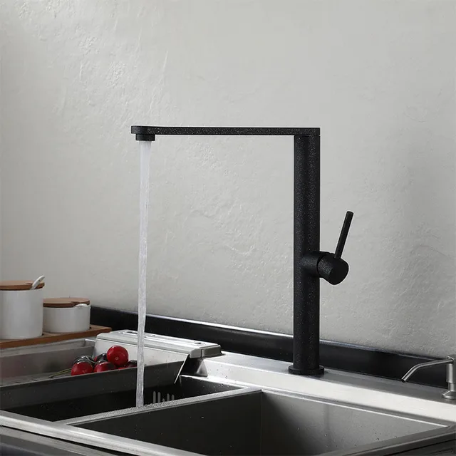 304 ก๊อกน้ําอ่างล้างหน้าสแตนเลสนิกเกิล/สีดํา/สีเบจ 360 องศาหมุน KITCHEN TAP ร้อนเย็นน้ําอ่างล้างจานก๊อกน้ํา 2