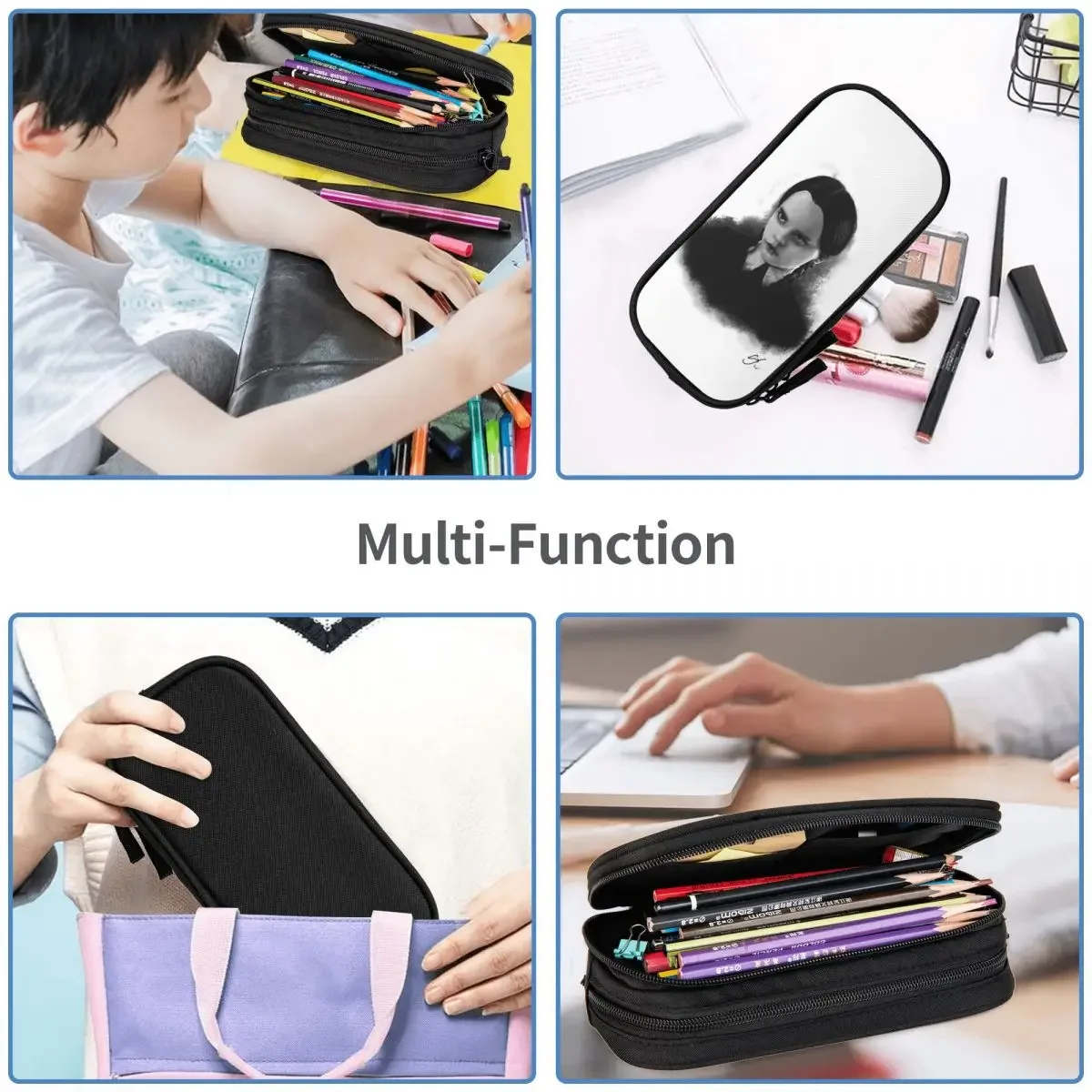 Wednesday Addams Pencil Cases Large Storage Pen Bags Pen Box Pencil Pouch For Boys Girls Students Stationery School Office