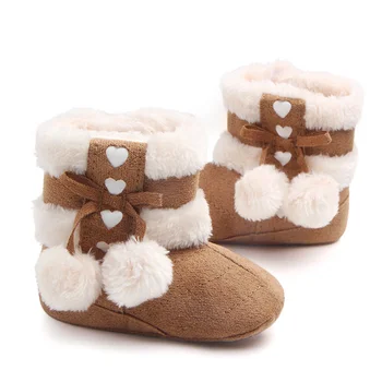 1Pair Baby Christmas Boots Warm Cotton Bowknot Winter Prewalkers Infant Shoes Baby Prewalkers Winter Shoes Christmas Shoes,