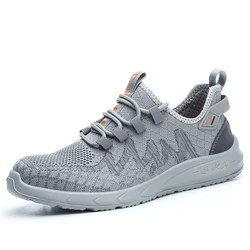 Breathable Steel Toe Safety Sneakers for Men - Anti - Slip, Anti - Impact, Anti - Puncture Outdoor Work Shoes (GRAY)
