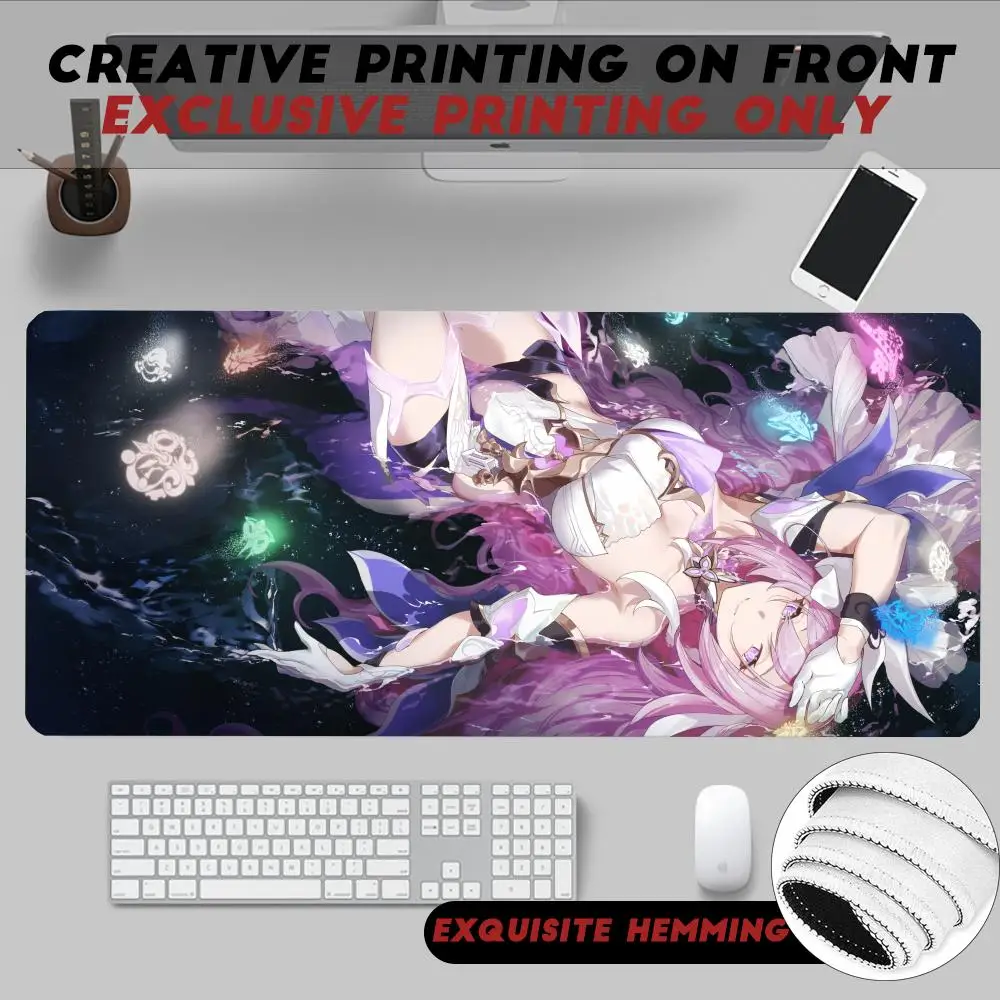

Cute Elysia Fashion Hot Game Honkai Impact Mouse Pad Non-Slip Rubber Edge locking mousepads Game play mats for notebook PC computer
