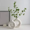 Circle Vase Flower Donut Shape Vase Living Room Decoration Nordic Style Plastic Vase Creativity Desktop Home Decoration Supply 3