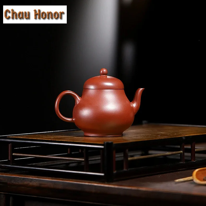 200ml High-end Yixing Purple Clay Teapots Handmade Pear Shape Pot Raw Ore Mud Tea Making Kettle Chinese Zisha Tea Set Decoration