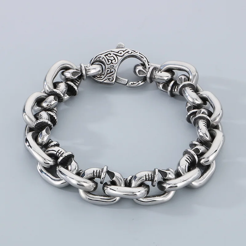 Retro Silber Armband dicken Schmuck Edelstahl Herren und Damen Nagel Armband Party Schmuck Gold Farbe Geschenk Choke Kette – Detail 6