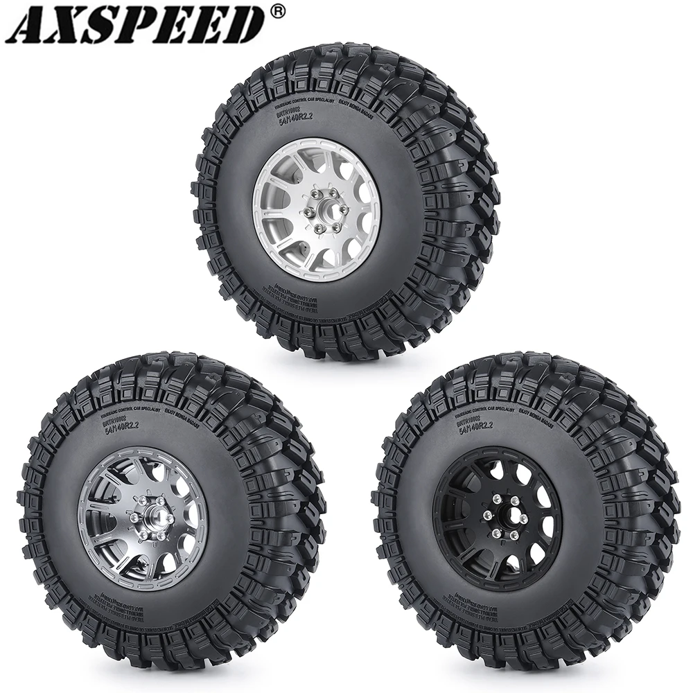 

AXSPEED 4PCS 2.2 Wheels and Tires Set for Axial Wraith 90048 90053 RBX10 1/10 Baja Rey RC Crawler Car Upgrade Parts