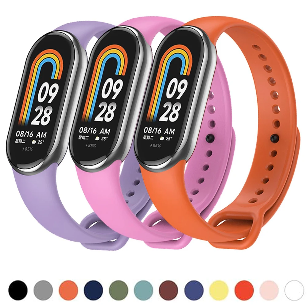 

Ремешок для часов Xiaomi Mi band 8-8, спортивный сменный силиконовый смарт-браслет miband8, водонепроницаемые аксессуары