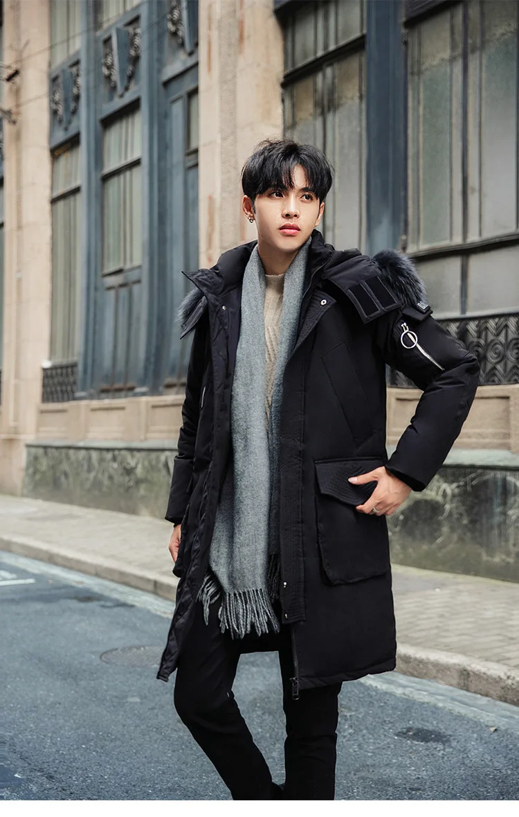 Men's New Korean Version Thick Parka Over the Knee Men's Mid to Long Style Trendy Handsome Men's Coat High Quality Design Parkas