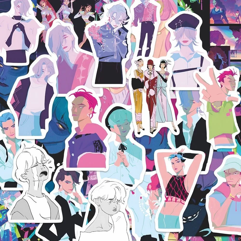 56 Pcs Korean Anime Demon Hunter Stickers - Waterproof Vinyl Decals For Laptop, Skateboard, Phone