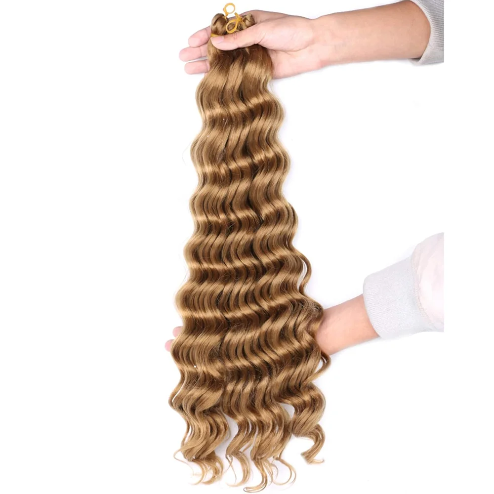 Synthetic Deep Wave Bulk Hair For Braiding 22Inch Curly Ombre Brown Blonde Daily Extensions No Weft Faux Braiding Hair For Women
