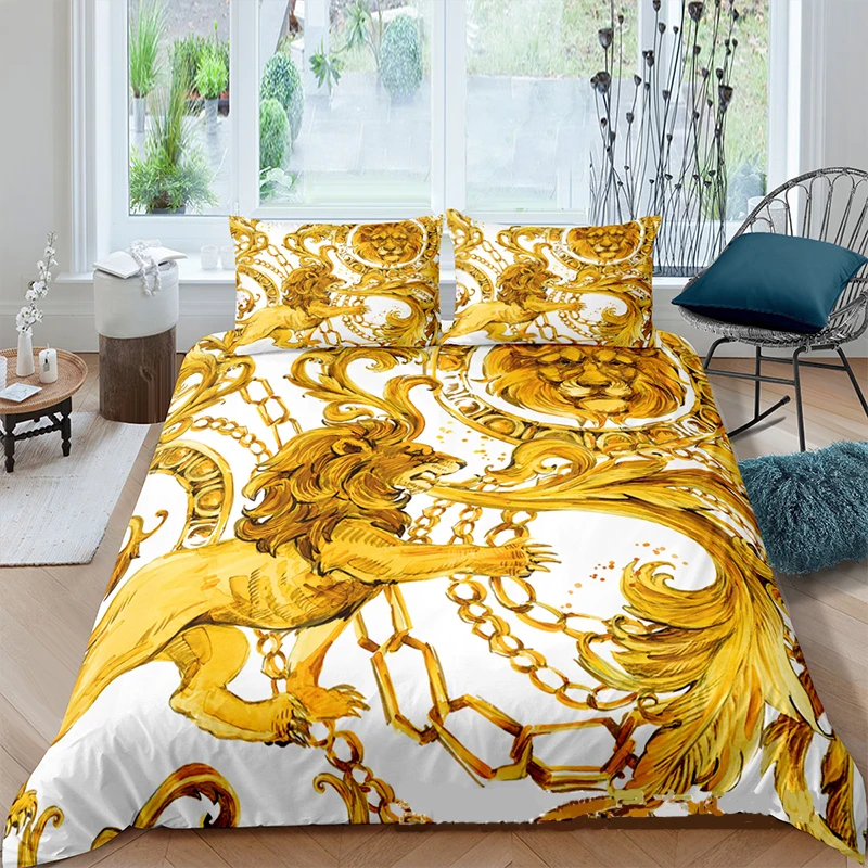 3D Comforter Bedding Set Black And Gold Queen King Full Size Duvet
