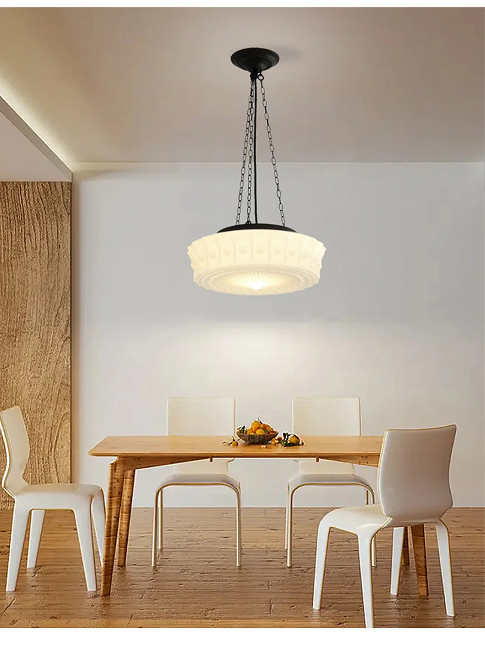 Description Picture 3 of itemModern Glass Living Dining Room Chandeliers Creative Round Led White Pendant Light Study Bedroom Kicthen Lamp Home Decor Fixture