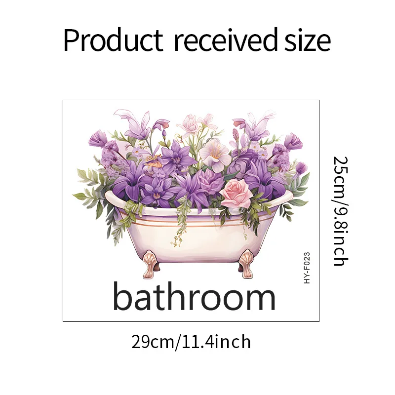 Description Picture 3 of itemBeautiful Bathtub Flowers Wall Stickers Toilet Bathroom Door Decoration Mural Home Decor Self-adhesive Beautify Wallpaper Manga